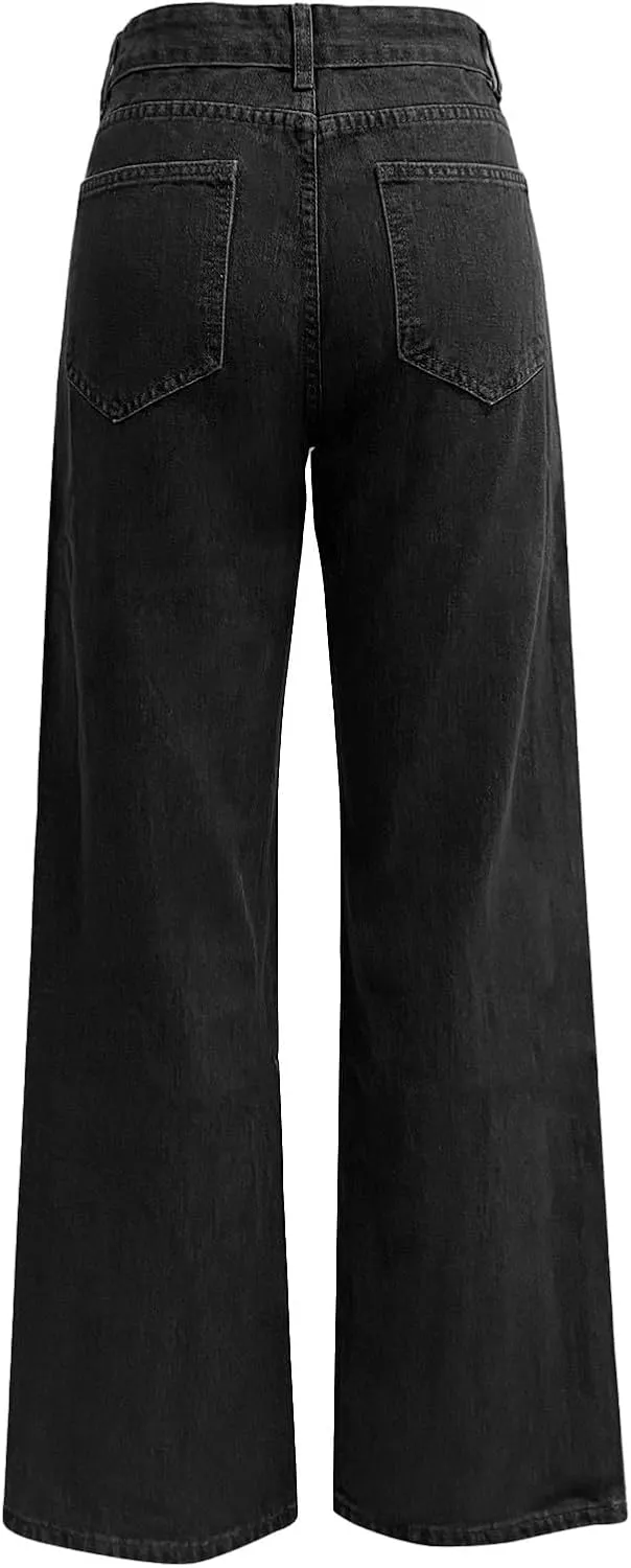 Womens Jeans High Waisted Straight Leg Loose Stretchy Lightweight Tummy Control Trendy Jeans Baggy Casual Denim Pants