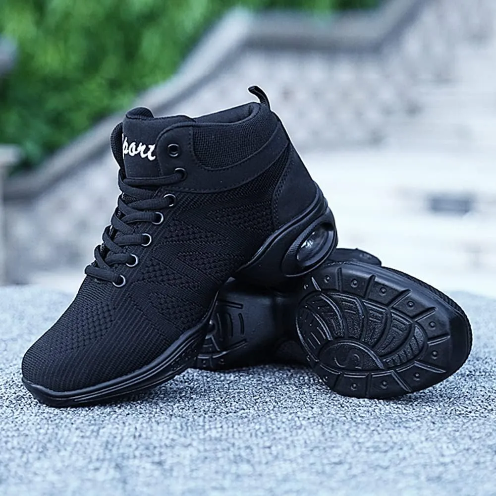 Women's Lace-up Dance Sneakers Air Cushion Hip Hop Athletic Line Dance Shoes Low Heel,Model 1918