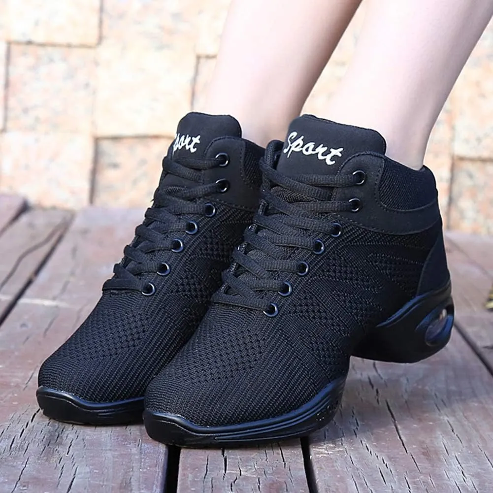 Women's Lace-up Dance Sneakers Air Cushion Hip Hop Athletic Line Dance Shoes Low Heel,Model 1918