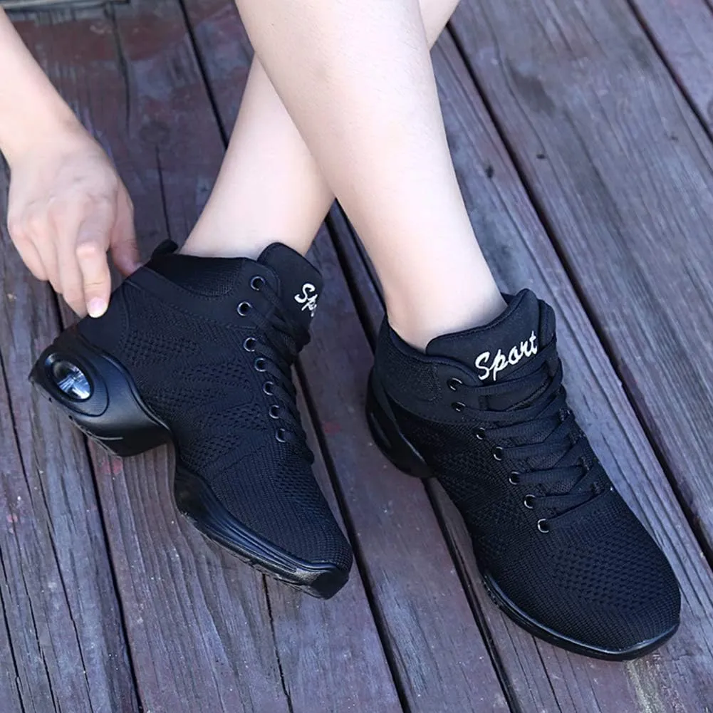 Women's Lace-up Dance Sneakers Air Cushion Hip Hop Athletic Line Dance Shoes Low Heel,Model 1918