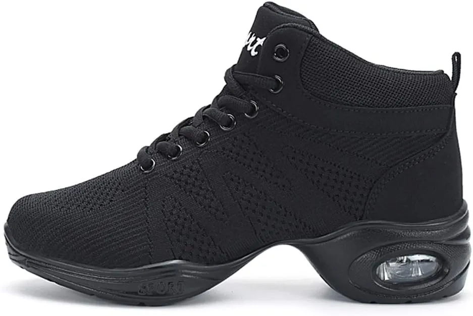 Women's Lace-up Dance Sneakers Air Cushion Hip Hop Athletic Line Dance Shoes Low Heel,Model 1918