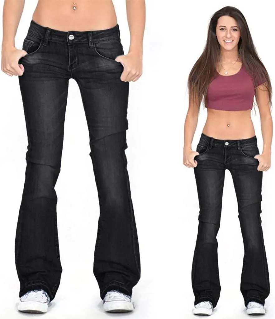Womens Magic Shaping Bootcut Jeans Premium Stretchy Wide Leg Flared Bell Bottom Denim Pants Work Jeans with Pockets