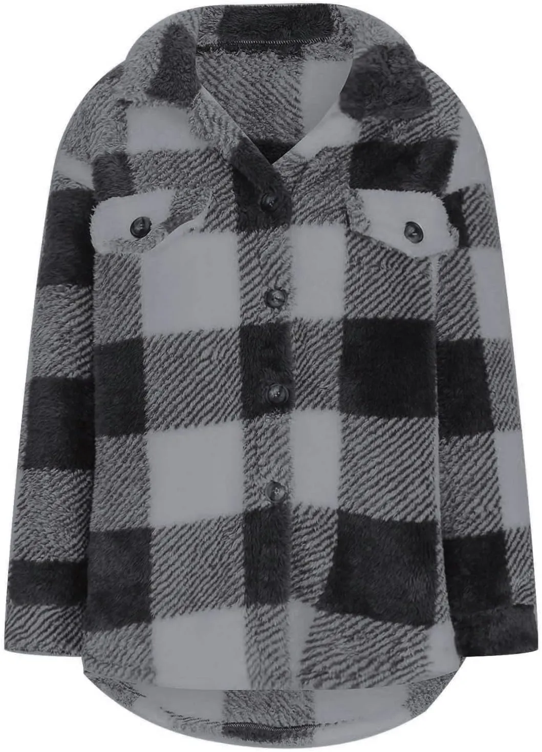 Womens Oversiezd Flannel Fleece Jackets Lightweight Trendy Color Block Plaid Coats Comfortable Loose Casual Outwears