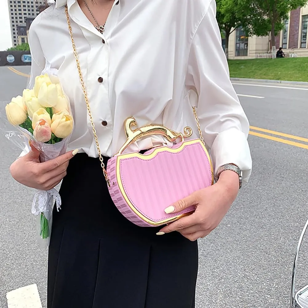Women's Retro Metal Handbag Box Purse, Fashion Sewing Chain Shoulder Bag, PU Lightweight Phnom Penh Square Crossbody Tote