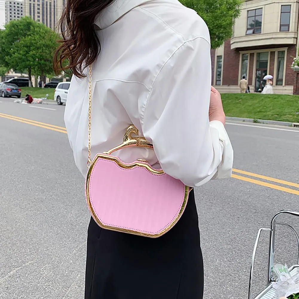 Women's Retro Metal Handbag Box Purse, Fashion Sewing Chain Shoulder Bag, PU Lightweight Phnom Penh Square Crossbody Tote