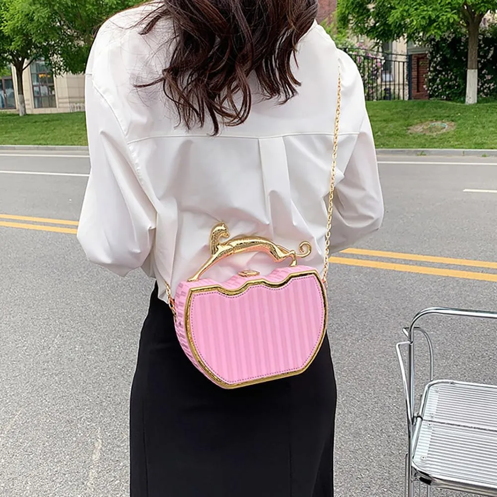 Women's Retro Metal Handbag Box Purse, Fashion Sewing Chain Shoulder Bag, PU Lightweight Phnom Penh Square Crossbody Tote