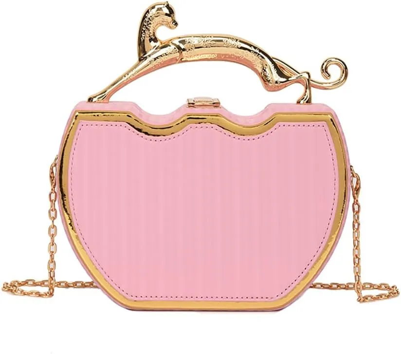 Women's Retro Metal Handbag Box Purse, Fashion Sewing Chain Shoulder Bag, PU Lightweight Phnom Penh Square Crossbody Tote
