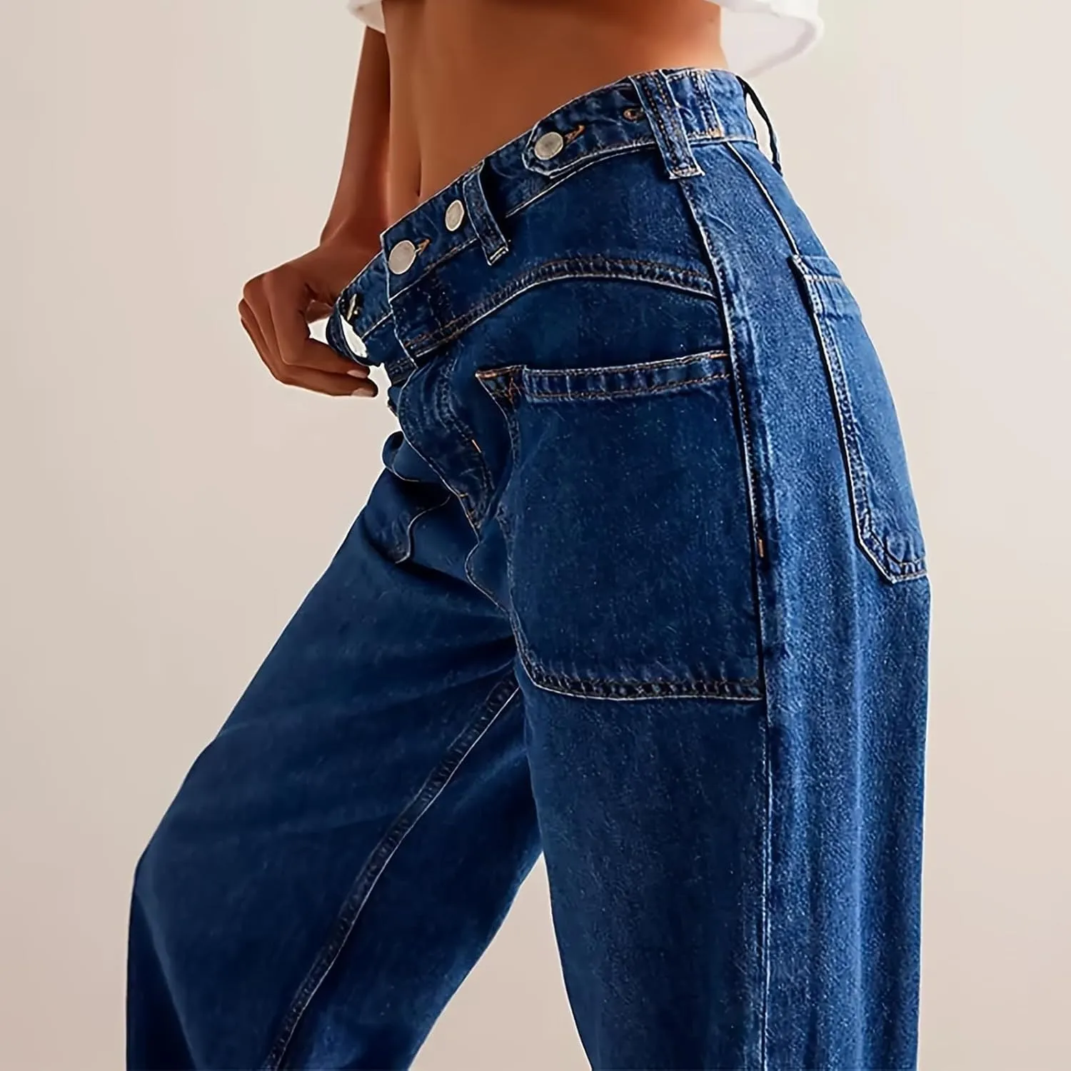Women's Retro Y2k Jeans High Waisted Straight Leg Baggy Streetwear Denim Pants Trendy 2025 Loose Fit Horseshoe Jeans
