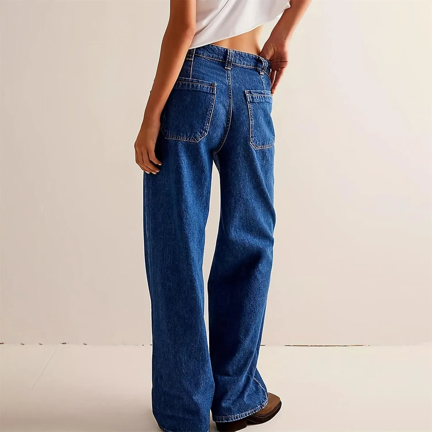 Women's Retro Y2k Jeans High Waisted Straight Leg Baggy Streetwear Denim Pants Trendy 2025 Loose Fit Horseshoe Jeans
