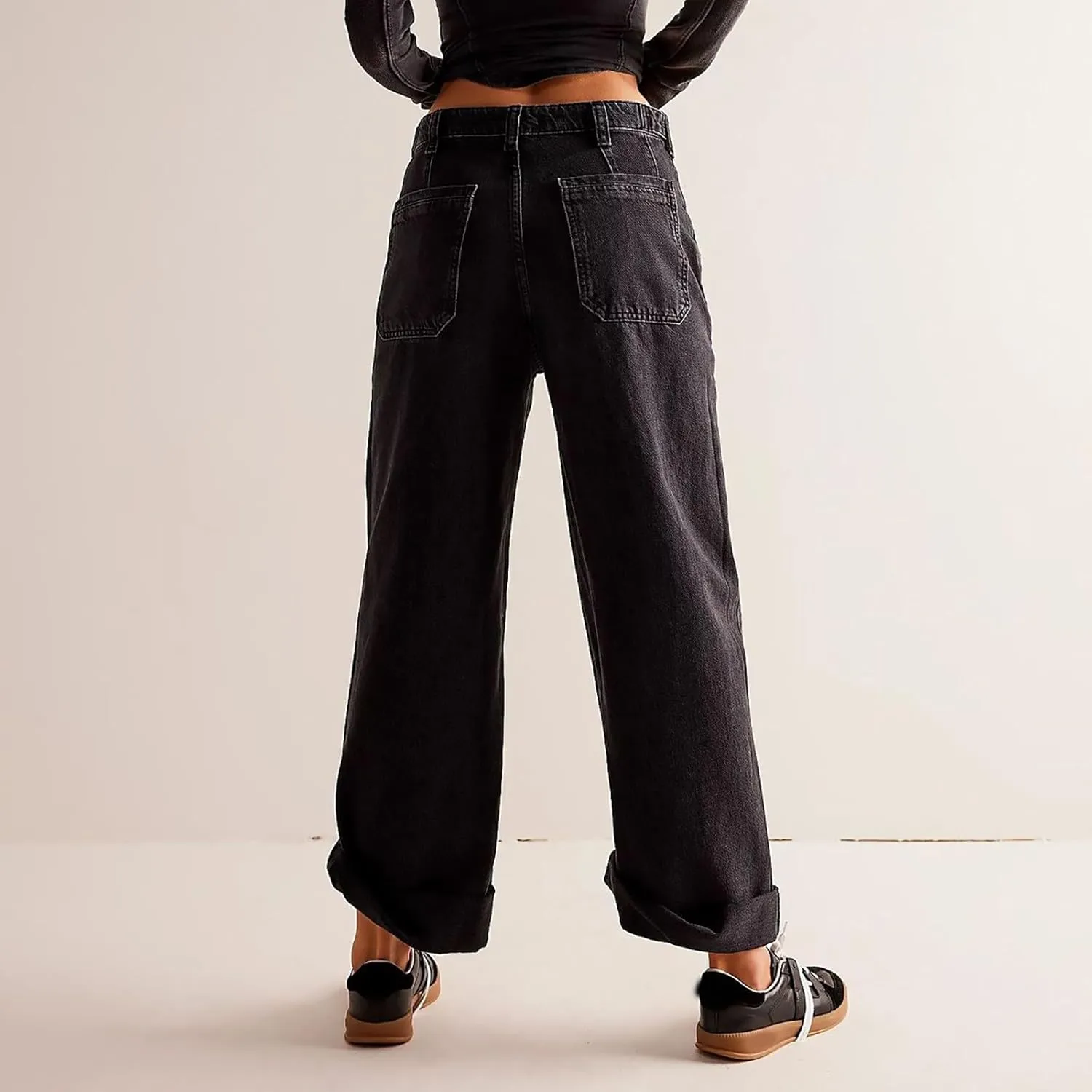 Women's Retro Y2k Jeans High Waisted Straight Leg Baggy Streetwear Denim Pants Trendy 2025 Loose Fit Horseshoe Jeans