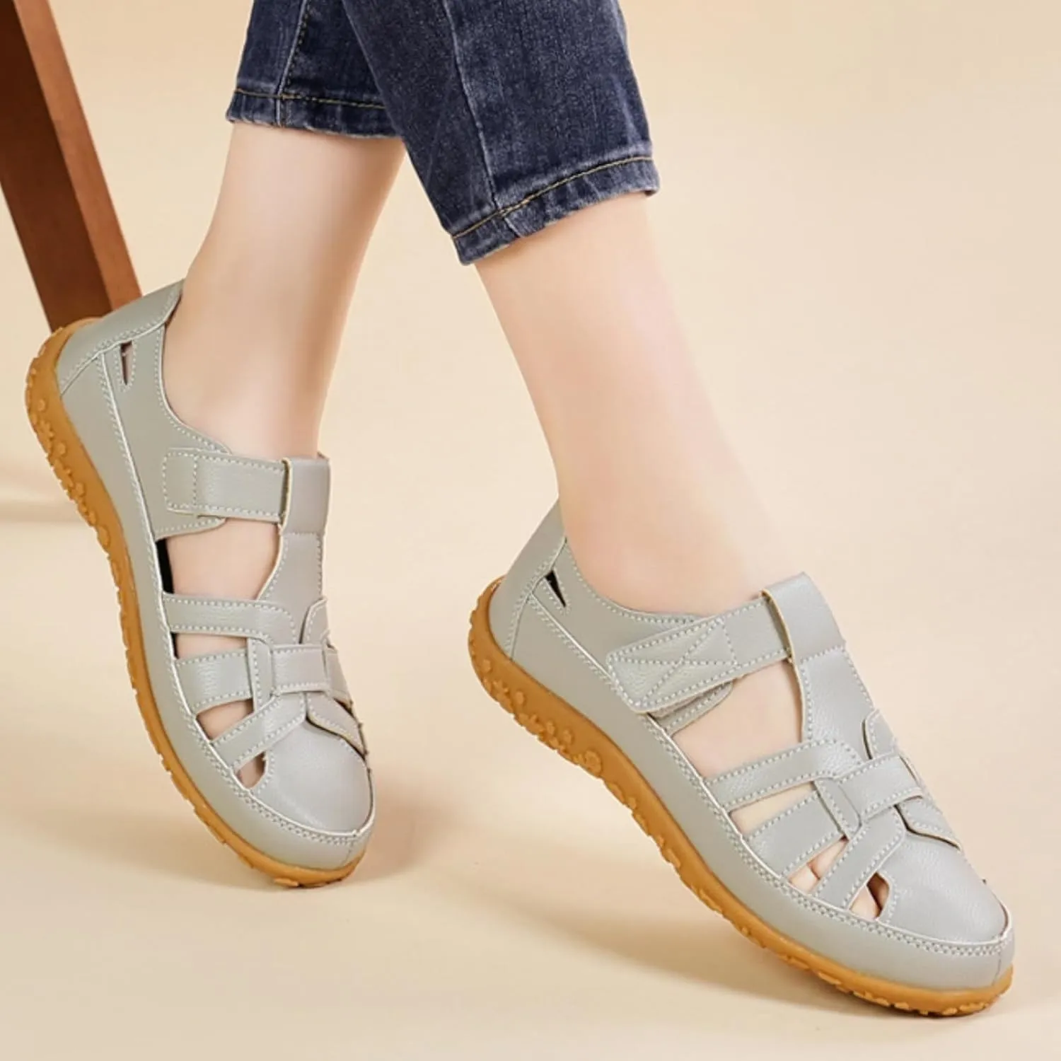 Womens Sandals Comfy Woven Closed Toe Shoes Orthopedic Softsole Shoe Comfortable Breathable Slip On Loafers Gladiator Beach Sandal Outdoor Walking Sandals with Arch Support