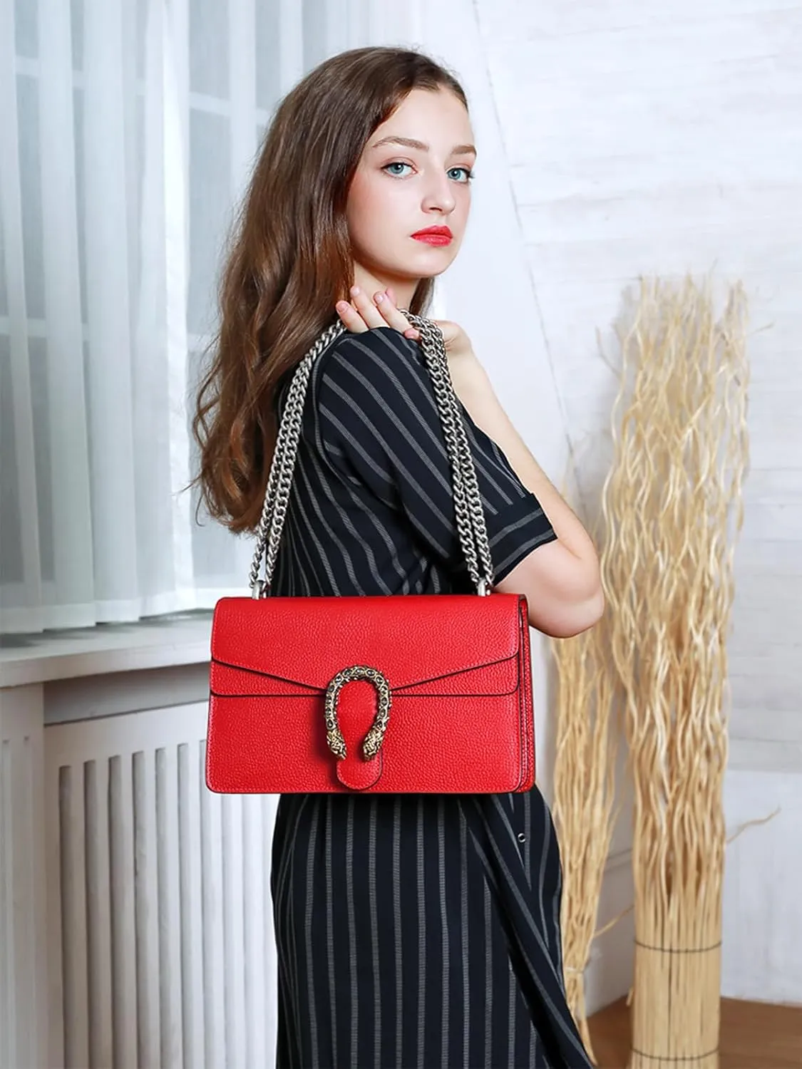 Women's Shoulder Bag,Genuine Leather Bag Tote Handbag,Cute Stylish Crossbody Bags Mini Clutch Purse for Work Shopping Outings