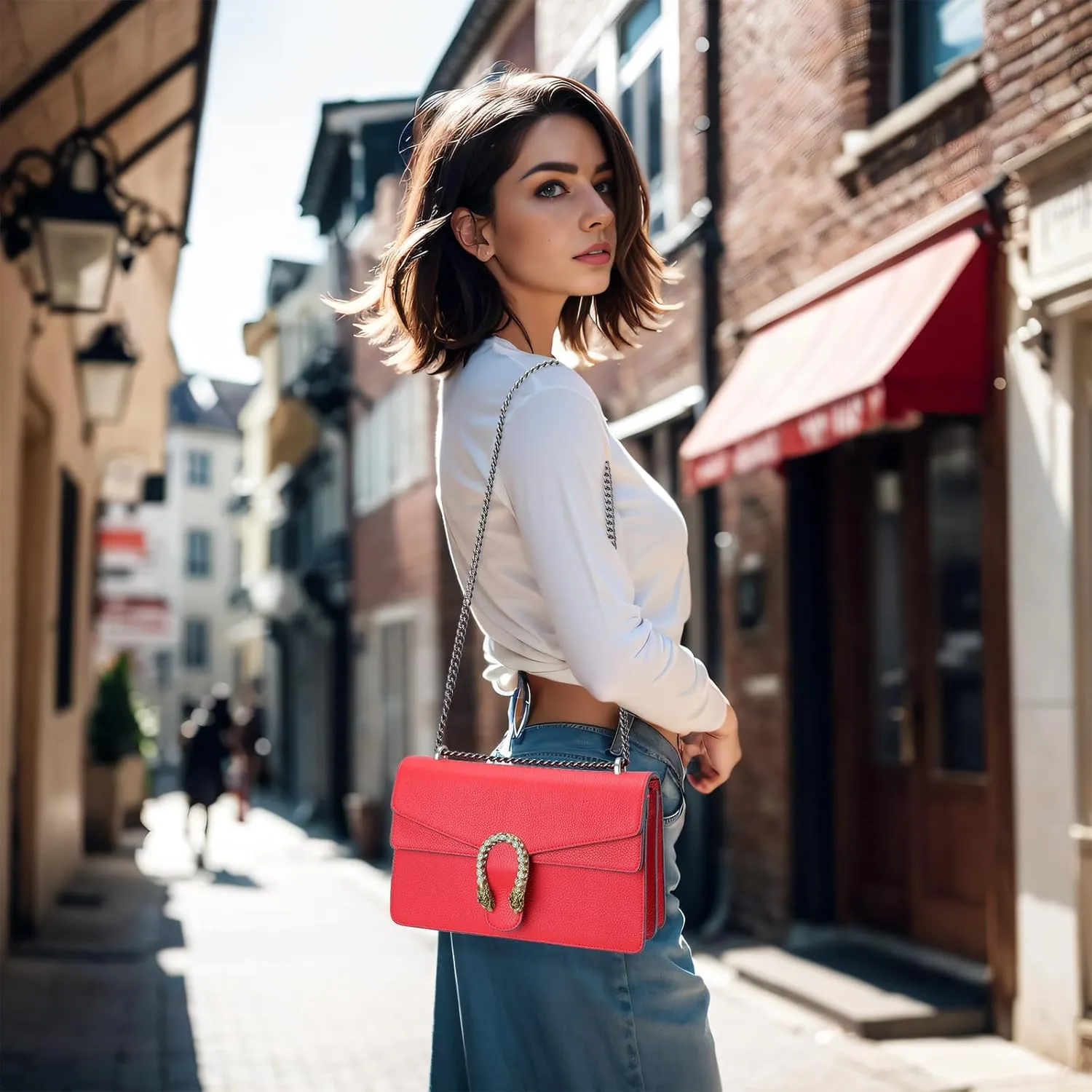 Women's Shoulder Bag,Genuine Leather Bag Tote Handbag,Cute Stylish Crossbody Bags Mini Clutch Purse for Work Shopping Outings