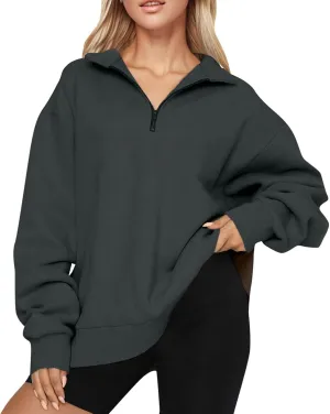 Women'S Sportswear Loose and Comfortable Casual Loose Half Zipper Long Sleeved Sweatshirt