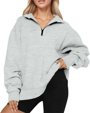 Women'S Sportswear Loose and Comfortable Casual Loose Half Zipper Long Sleeved Sweatshirt