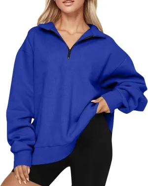 Women'S Sportswear Loose and Comfortable Casual Loose Half Zipper Long Sleeved Sweatshirt