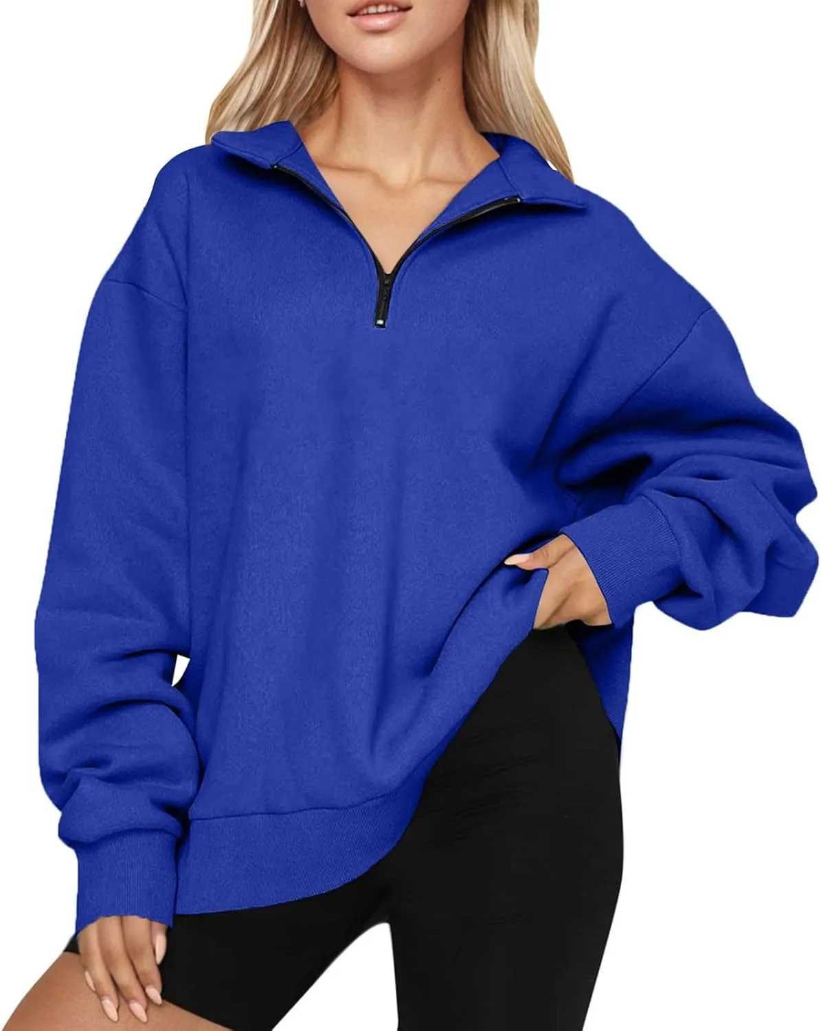 Women'S Sportswear Loose and Comfortable Casual Loose Half Zipper Long Sleeved Sweatshirt