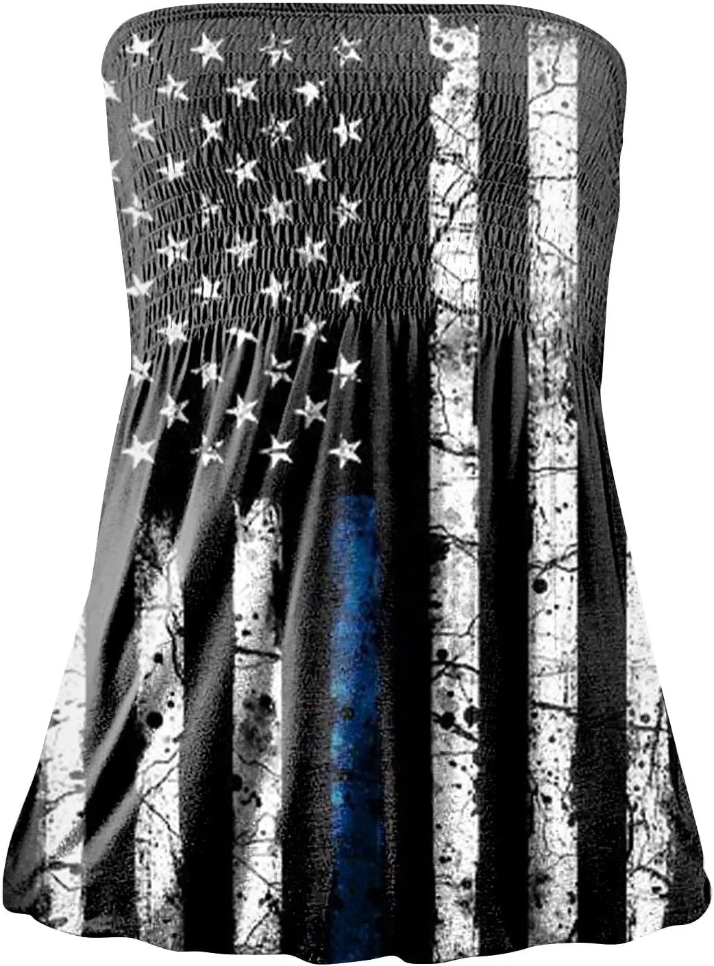 Womens Tube Tops Strapless Bandeau Tops Backless Sexy Tank Tops Smocked Ruffled Backless Tanks American Flag Shirt