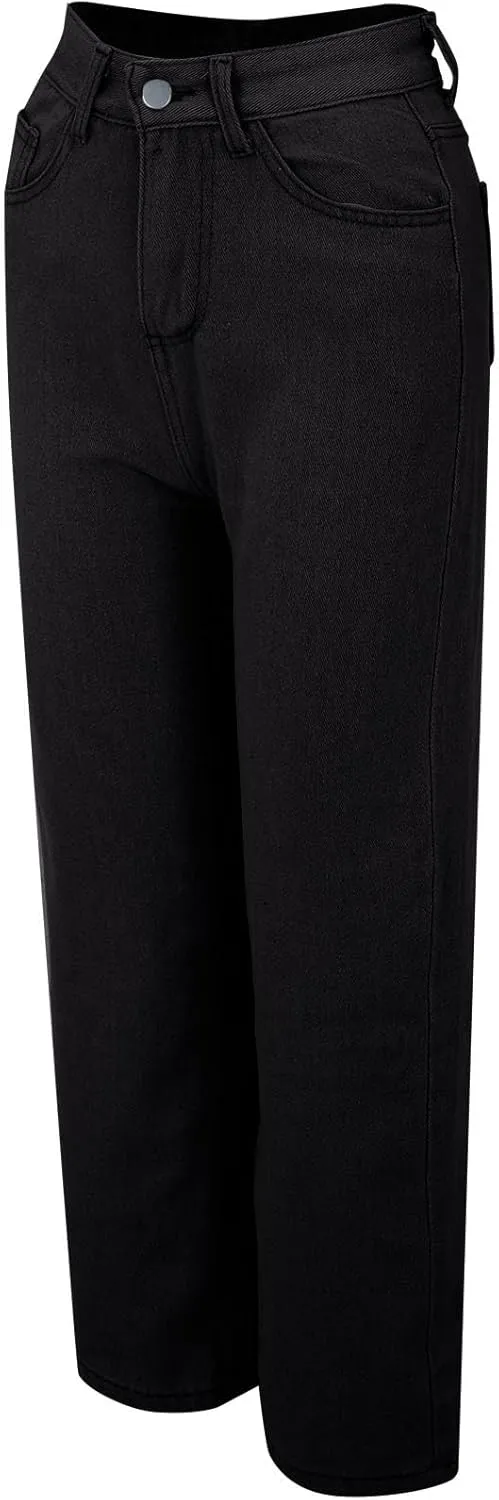 Women's Wide Leg Jeans Casual High Waisted Straight Leg Stretchy Denim Pants Lightweight Trendy Jeans with Pockets