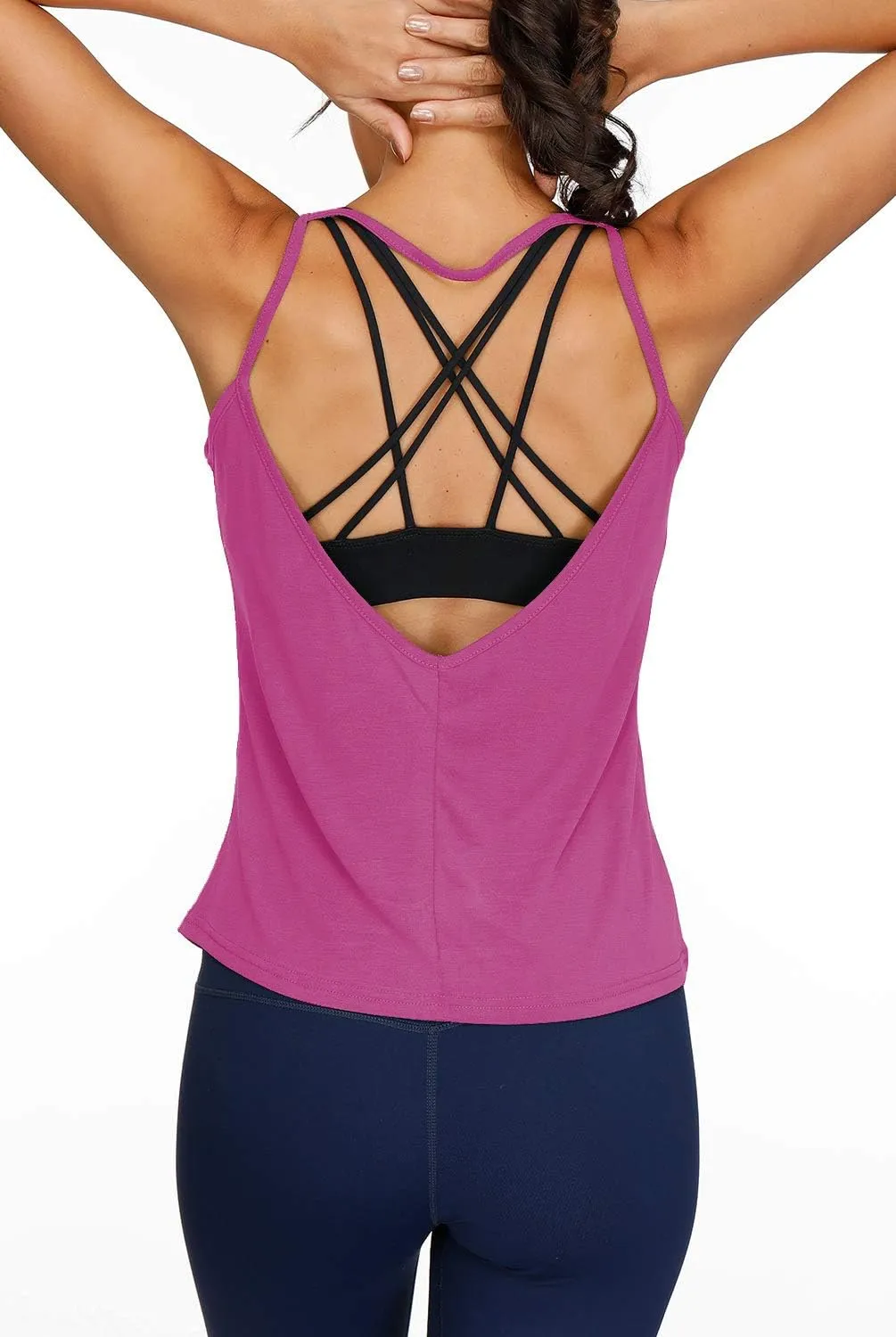 Womens Yoga Tops Sexy Backless Yoga Shirt Open Back Running Activewear Sports Workout Tank Tops
