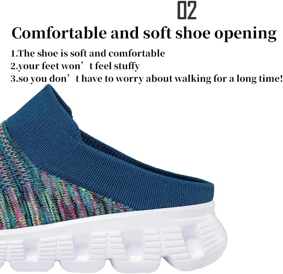 Woven Breathable Half Slippers for Men, Walking Mules with Arch Support, Mens Summer Orthopedic Hollow Out Mesh Sandals