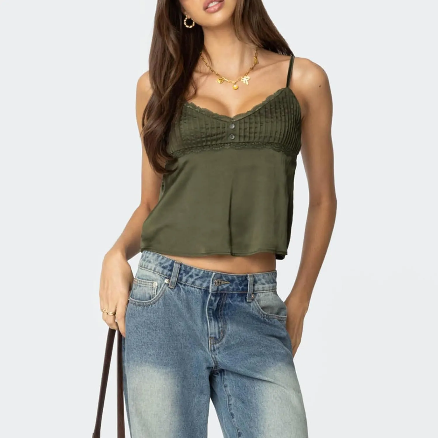 Y2k Strappy Ruched Tank Tops Women Sleeveless Backless V Neck Bow Camisole Going Out Flowy Cute Summer Cami Tops