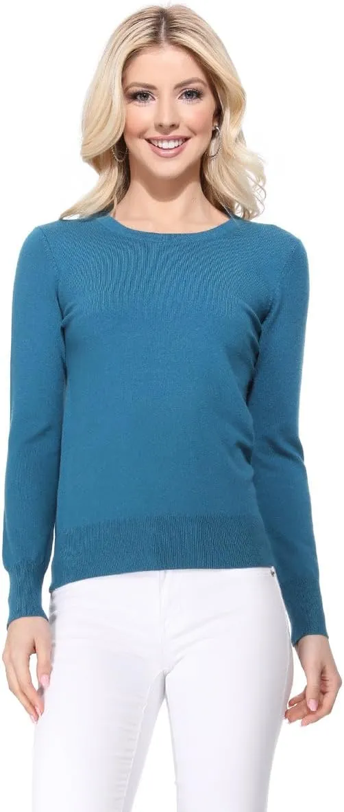 YEMAK Women's Knit Sweater Pullover  Long Sleeve Crewneck Basic Classic Casual Knitted Soft Lightweight T-Shirt Top