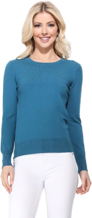 YEMAK Women's Knit Sweater Pullover  Long Sleeve Crewneck Basic Classic Casual Knitted Soft Lightweight T-Shirt Top