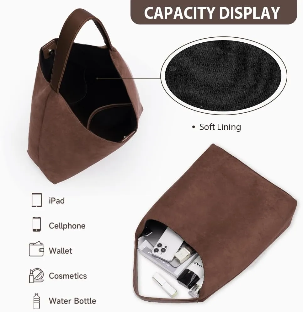 YFGBCX Tote Bags for Women Work Bags Suede Slouchy Bag Hobo Handbag Office Tote Handbag