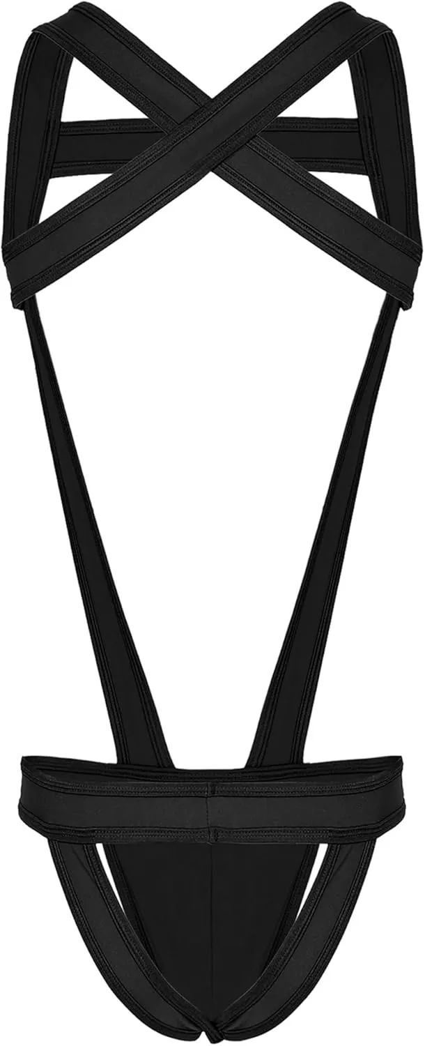YiZYiF Men's Elastic Body Chest Harness Bandage Lingerie Jock Straps Bodysuits Clubwear Costume