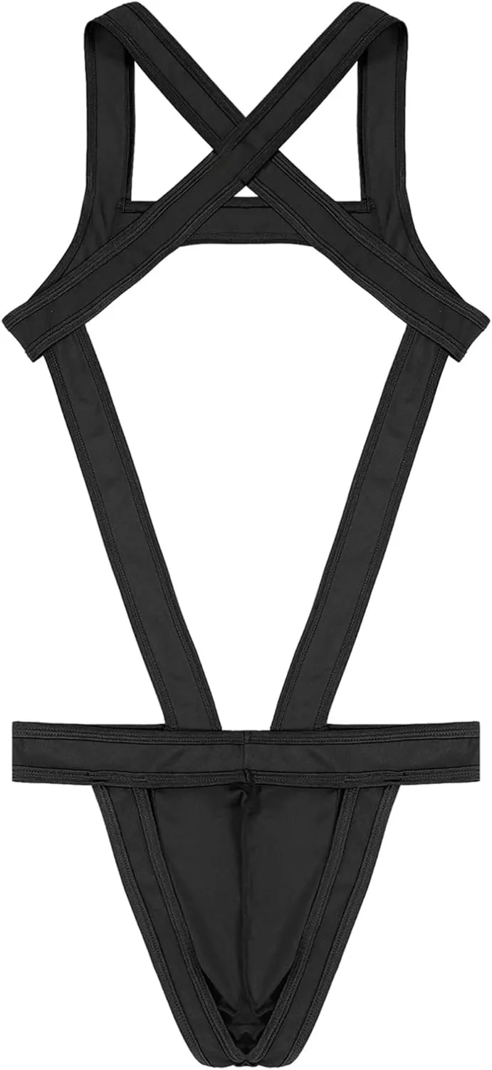 YiZYiF Men's Elastic Body Chest Harness Bandage Lingerie Jock Straps Bodysuits Clubwear Costume