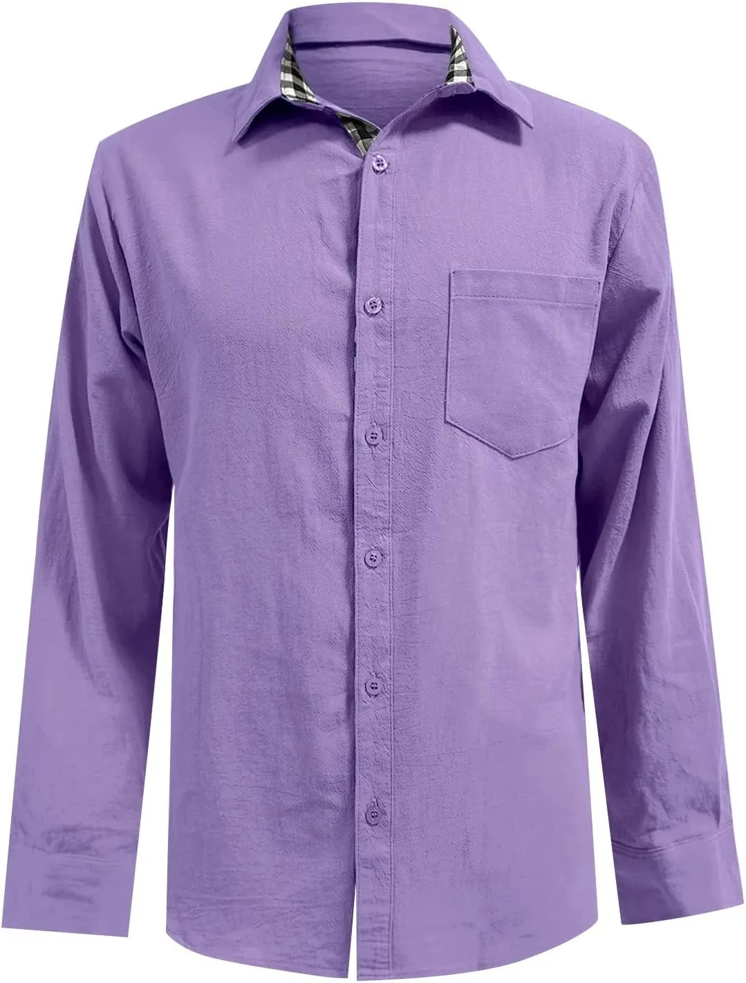 Ymosrh Men's Casual Dress Shirts Long Sleeve Classic Style Casual Button Down Plaid Collared Casual Dress Shirts, L-5XL