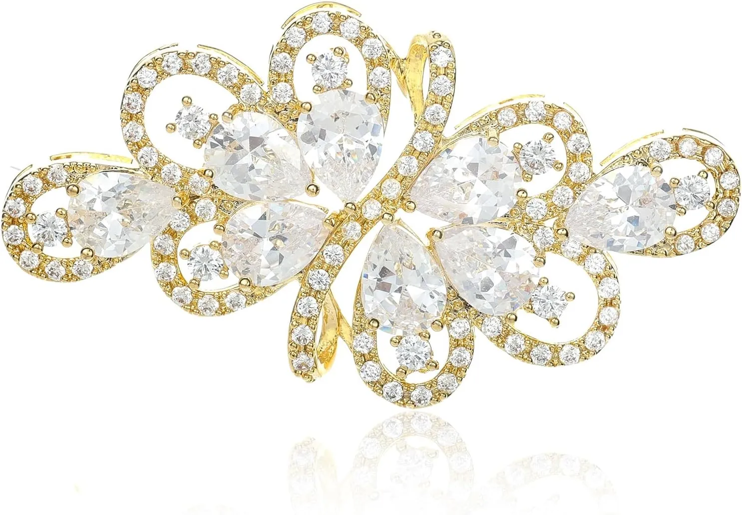 YOQUCOL Cubic Zirconia Crystal Rhinestone Wedding Brooch Pin for Women Brides Jewelry