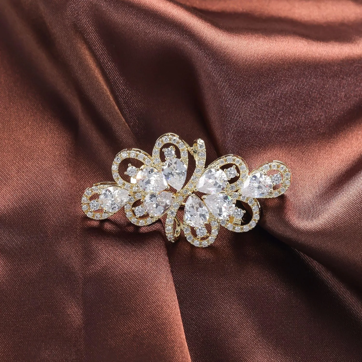 YOQUCOL Cubic Zirconia Crystal Rhinestone Wedding Brooch Pin for Women Brides Jewelry