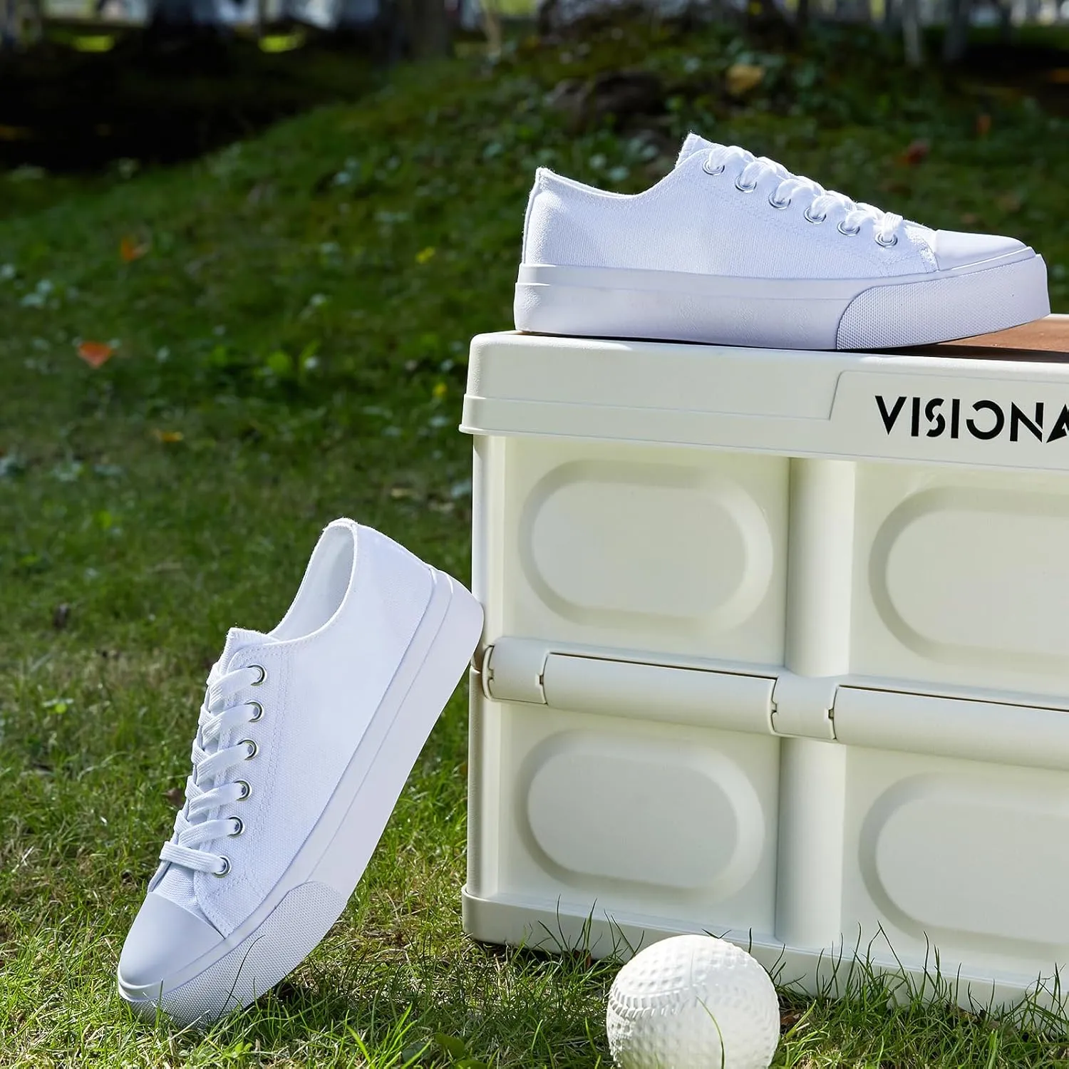 ZGR Womens White Tennis Shoes for Women,Lace up Canvas Sneakers,Casual Walking Canvas Shoes