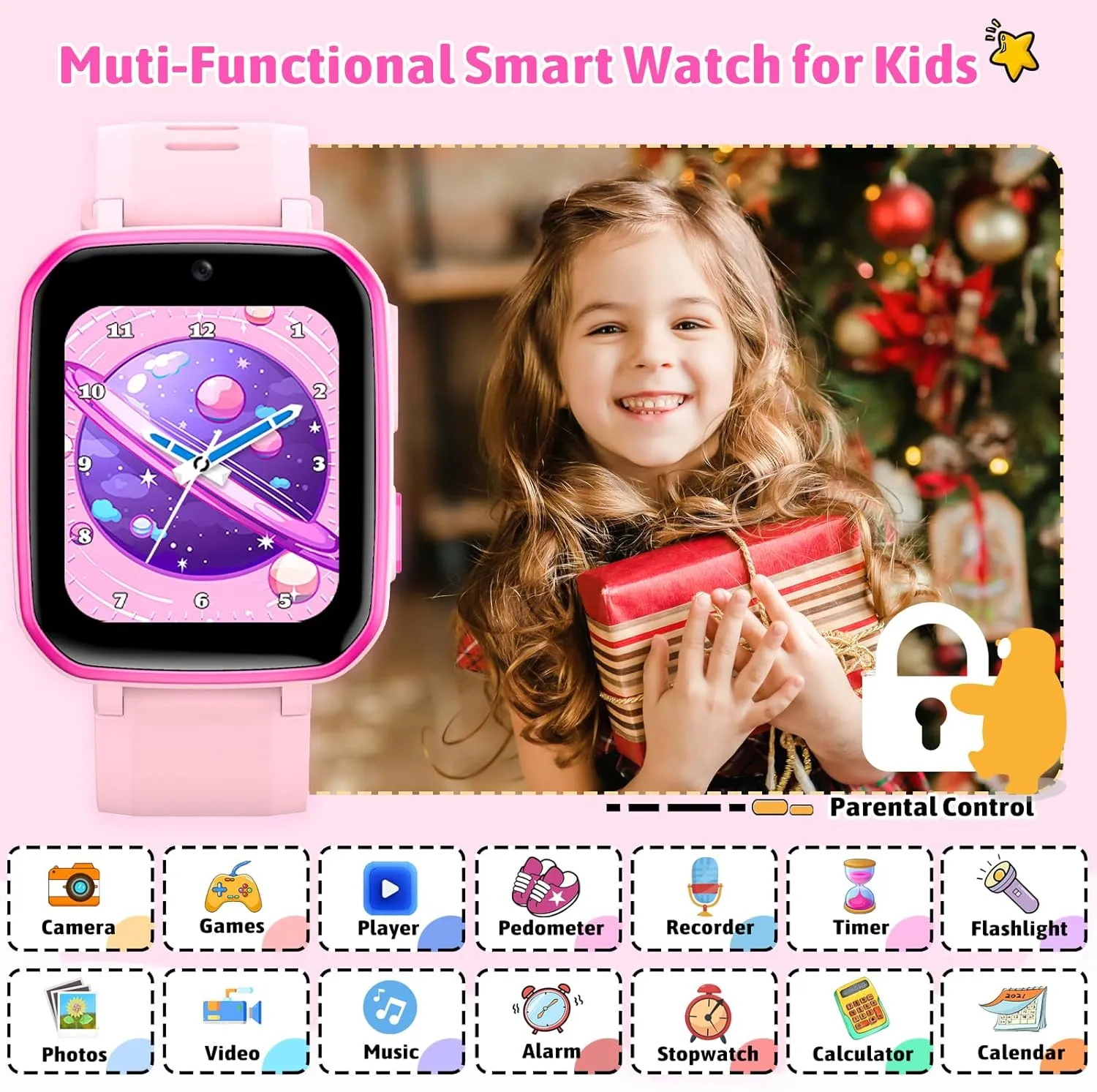 zicor Kids Game Watch Gift with 26 Puzzle Games, Dual Camera, Music Player, Pedometer, Video Recorder, Flashlight, Alarm Clock, Educational Toy for Boys and Girls Age 4-12, Birthday Chritmas Gift