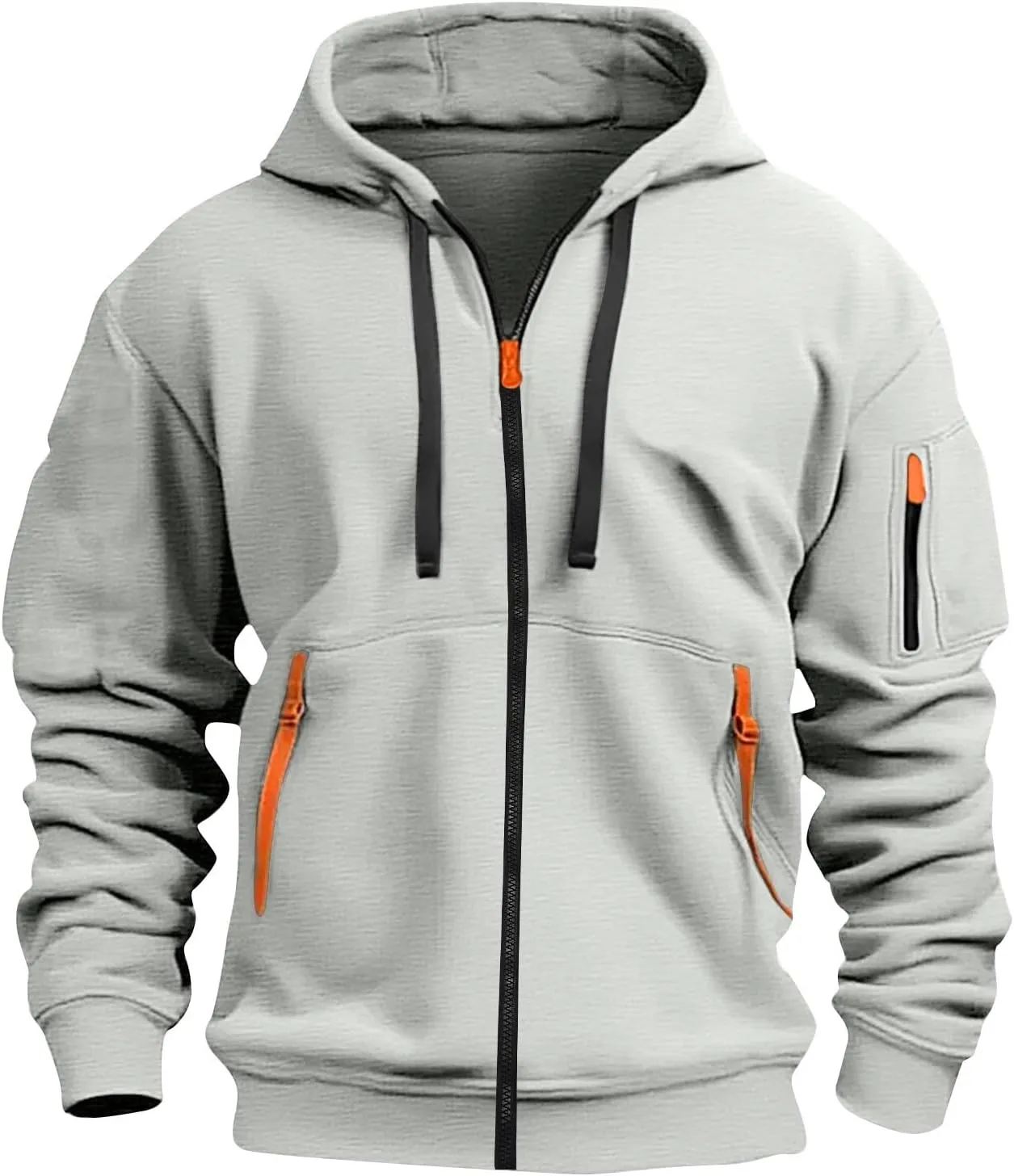 Zip Up Hoodie Men Lightweight Graphic Tactical Hoodies Classic Outdoor Hooded Vintage Drawstring Workout Hoodie